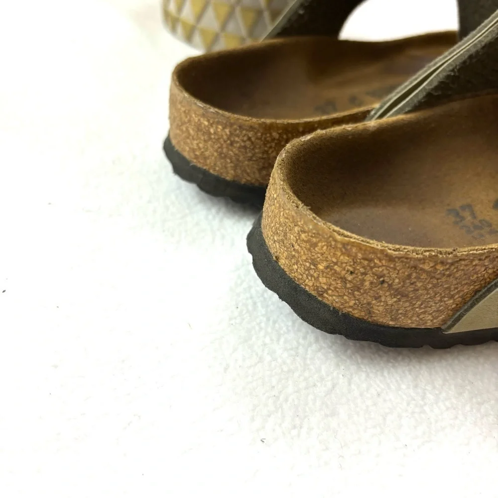 Birkenstock Gizeh Tobacco Brown Leather Cork‎ Sole Thong Boho Sandal Size 37
